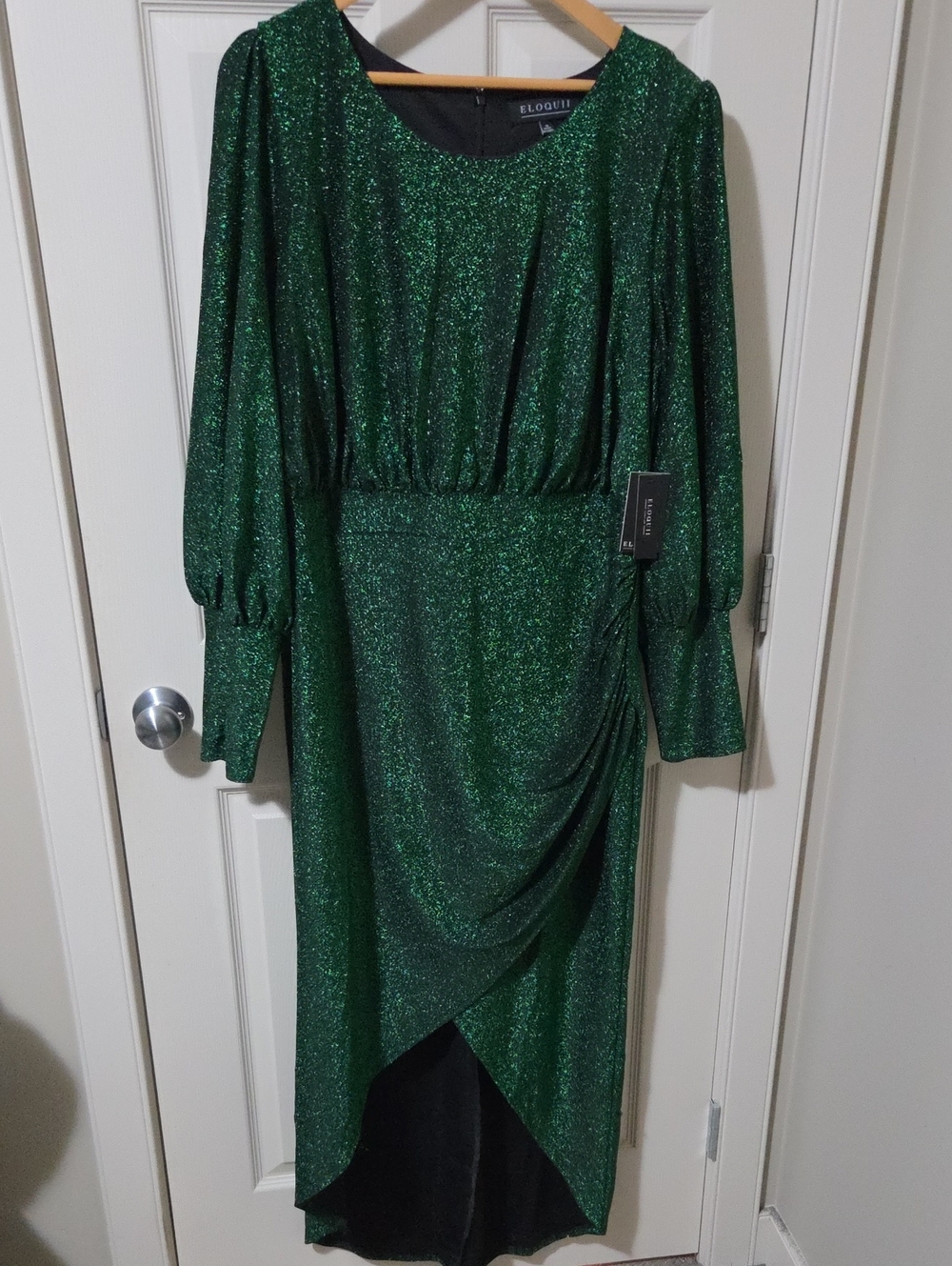 Eloquii Emerald Green Shimmer High-Low Dress